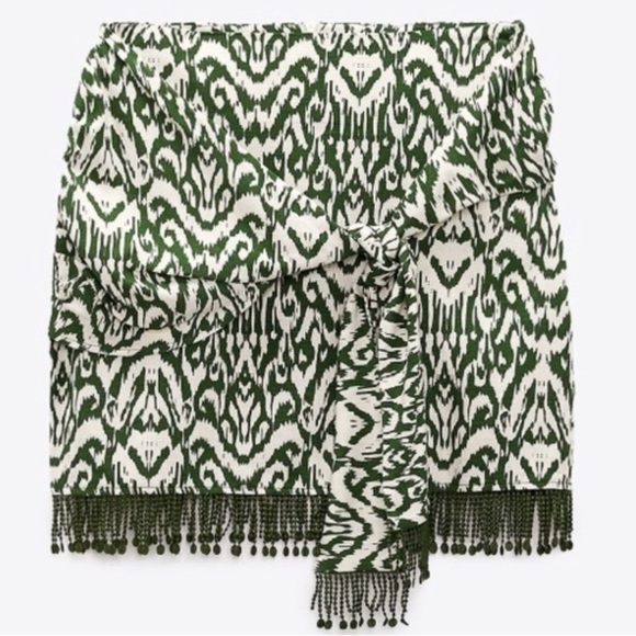 Zara Mini Skirt with Fringe and Front Tie Size S - Picture 1 of 11